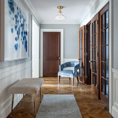 Brass Modern Glass Ceiling Light Dome Shade Kitchen Lamp